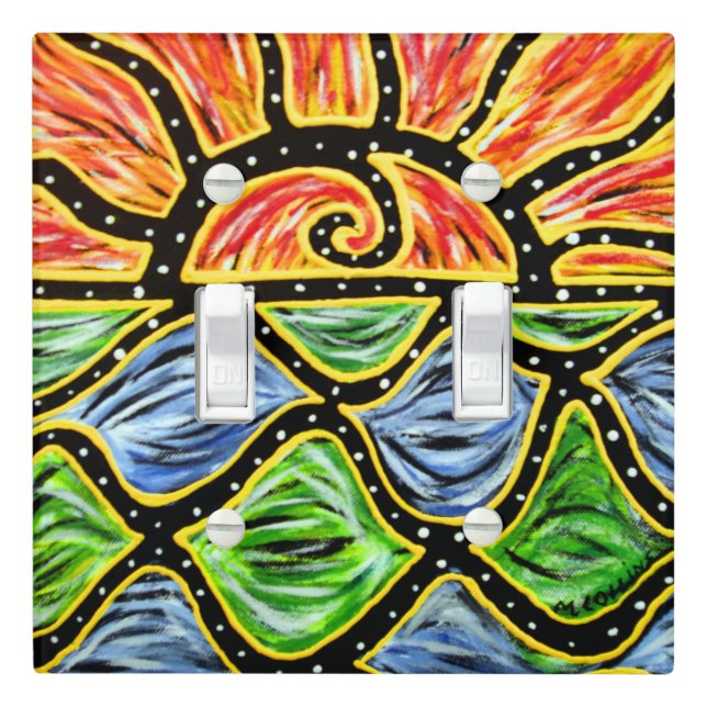 Vibrant Sunset Painting Light Switch Cover (In Situ)