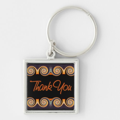 Vibrant Sunset Swirl Thank You Keychain