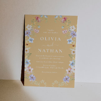 Vibrant Sunshine Wildflowers Modern Wedding Invitation