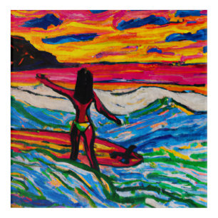 Vibrant surf at sunset art