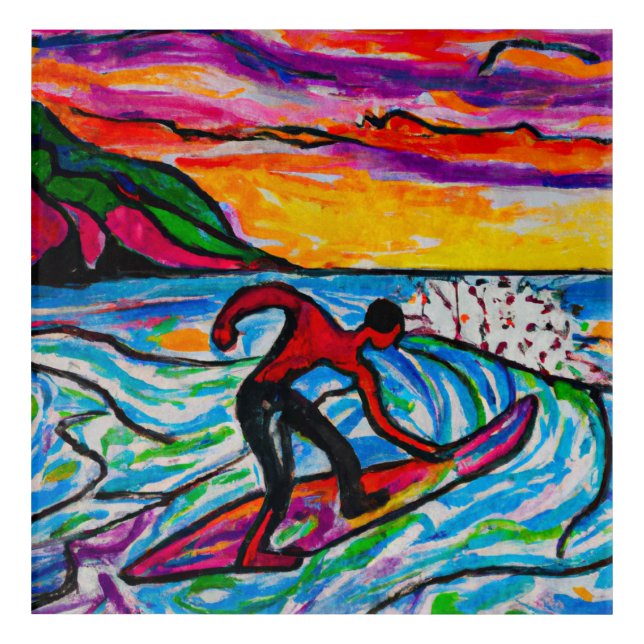 Vibrant surf at sunset art (Front)