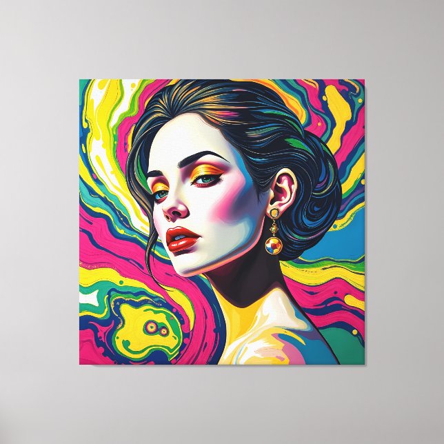 Vibrant surreal portrait art canvas print (Front)