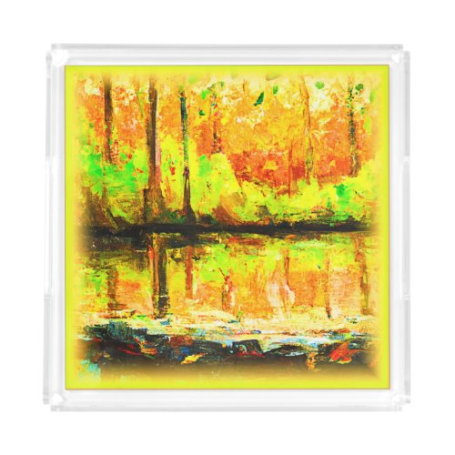 Vibrant Swamp Forest Cute Painting Buy Now Acrylic Tray