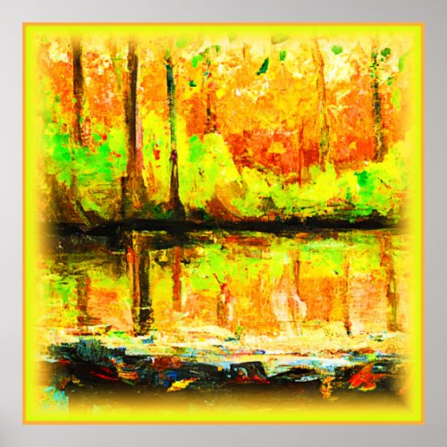 Vibrant Swamp Forest Cute Painting Buy Now Poster