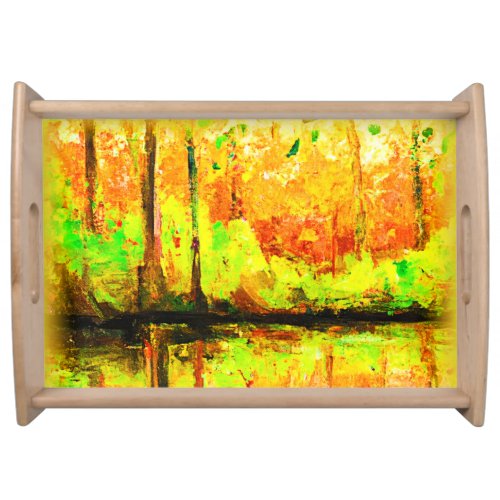 Vibrant Swamp Forest Cute Painting Buy Now Serving Tray