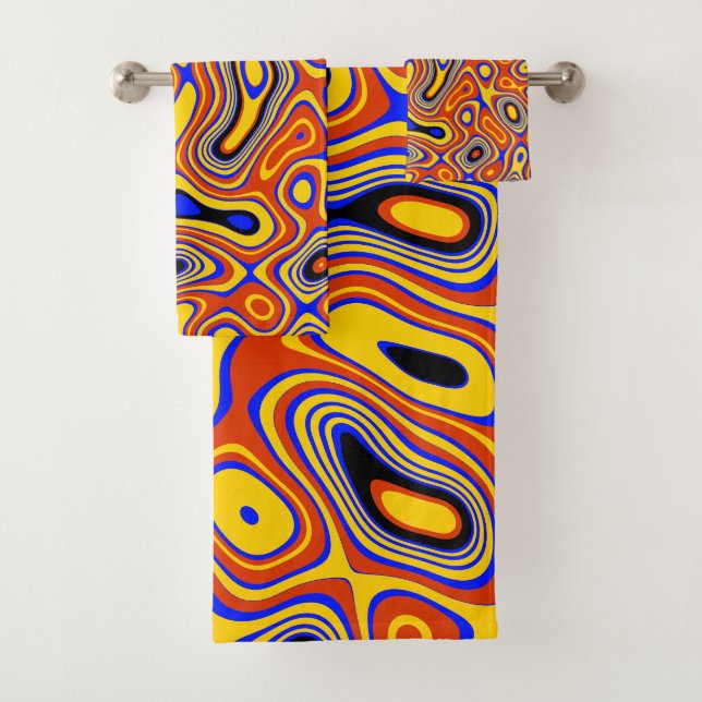 Vibrant Swirl: A Colorful Abstract  Bath Towel Set (Insitu)