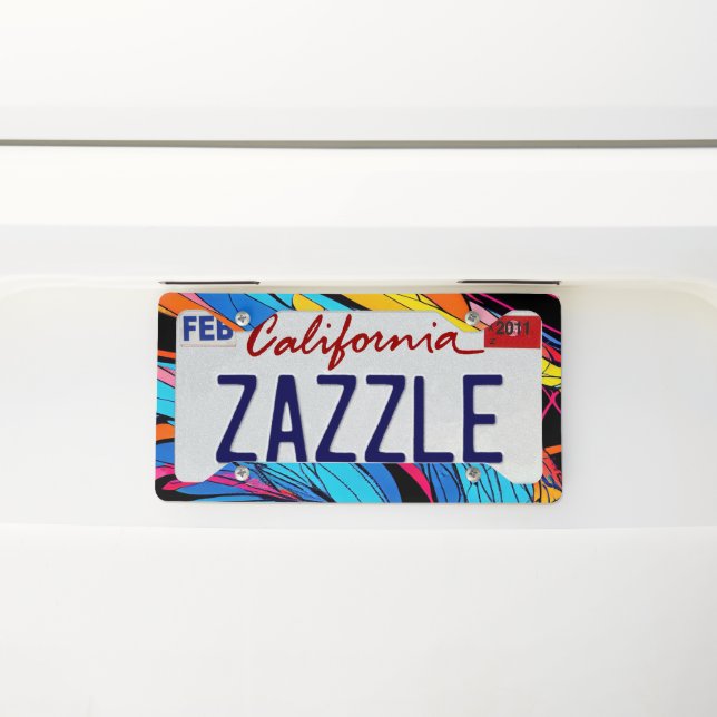 Vibrant Swirl Art License Plate Frame (On Car)