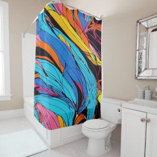 Vibrant Swirl Art Shower Curtain for Bathroom
