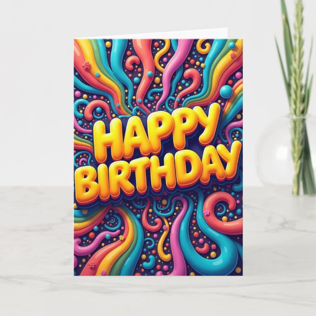 Vibrant Swirl Birthday Card (Front)