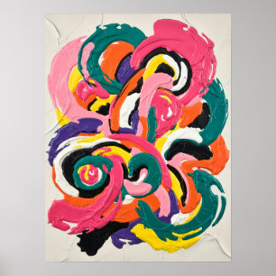 Vibrant Swirl Impasto – Colorful Abstract Texture Poster