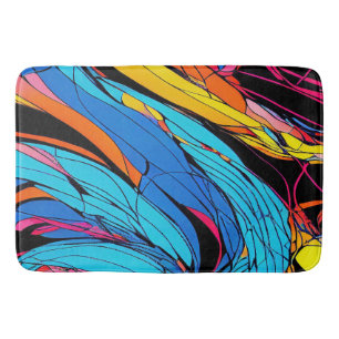 Vibrant Swirl Large Colorful Bath Mat Design