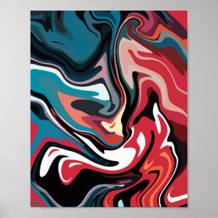 Vibrant Swirl of Bold Contrasting Colors Poster