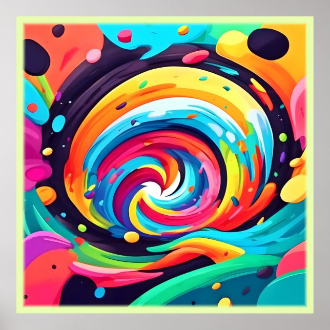 Vibrant Swirl of Colors Abstract Art Poster (Front)