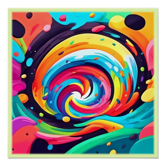 Vibrant Swirl of Colors Abstract Art Poster (Front)