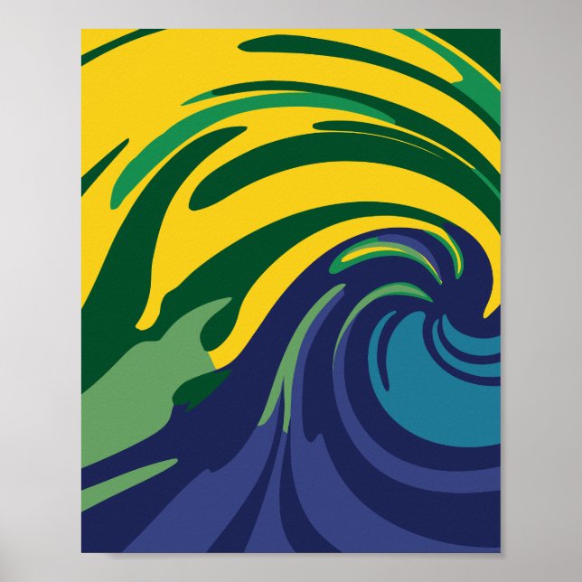Vibrant Swirl of Green, Yellow, and Blue Poster (Front)