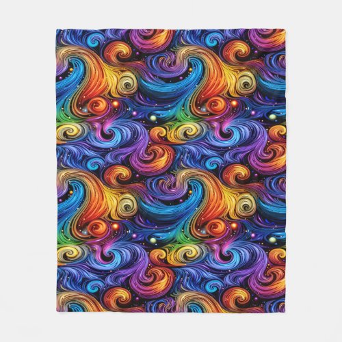 Vibrant Swirl Pattern Fleece Blanket