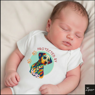 Vibrant Swirl Quilled Dalmatian Dog Portrait Baby Bodysuit