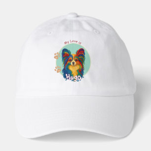 Vibrant Swirl Quilled Papillon Dog Portrait Hat