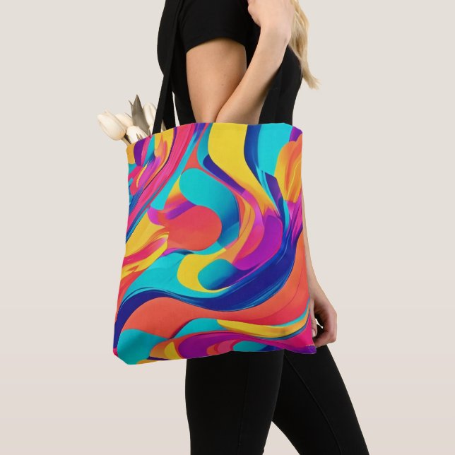Vibrant Swirling Abstract Art Tote Bag (Close Up)