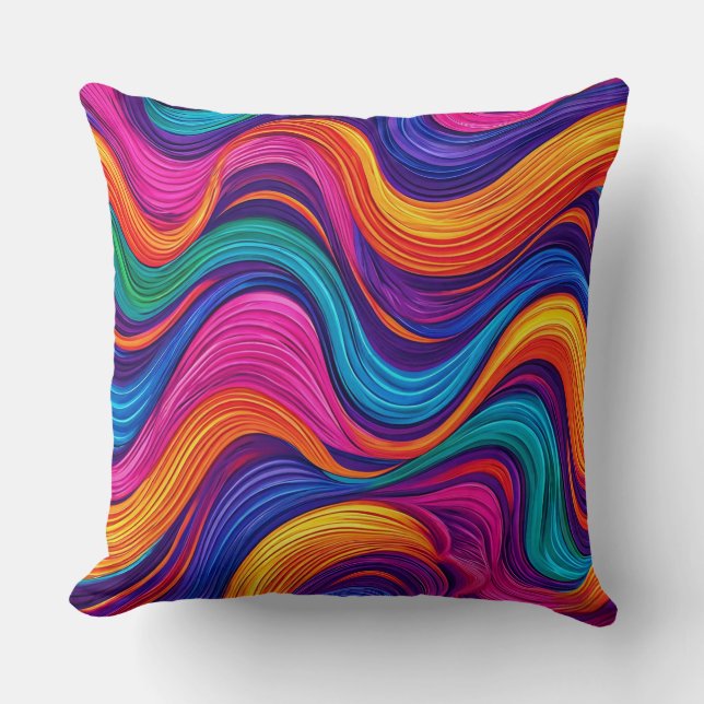 Vibrant Swirling Abstract Texture Throw Pillow (Front)