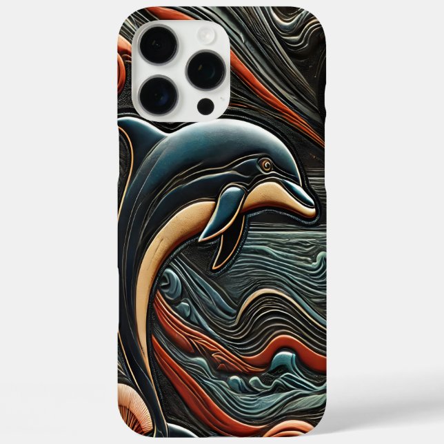 Vibrant Swirls Dolphin Relief Case-Mate iPhone Case (Back)
