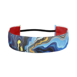 Vibrant Swirls of Blue and Gold 4 Athletic Headband
