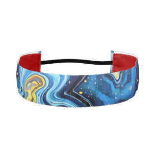 Vibrant Swirls of Blue and Gold 6 Athletic Headband