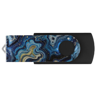 Vibrant Swirls of Blue and Gold 6 Flash Drive