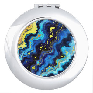 Vibrant Swirls of Blue and Gold 7 Compact Mirror