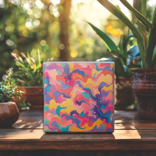 Vibrant Swirls of Color Dynamic Pattern Ceramic Tile