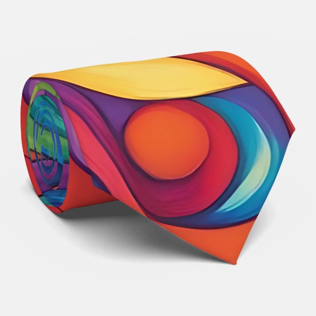 Vibrant Swirls of Color Neck Tie (Rolled)