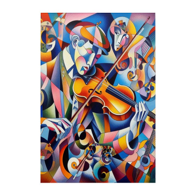 Vibrant Symphony: Abstract Violinist Art (Front)