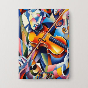 Vibrant Symphony: Abstract Violinist Art Button