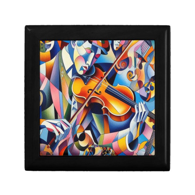 Vibrant Symphony: Abstract Violinist Art Gift Box (Front)