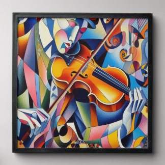 Vibrant Symphony: Abstract Violinist Art Peel And Stick Photo Tile