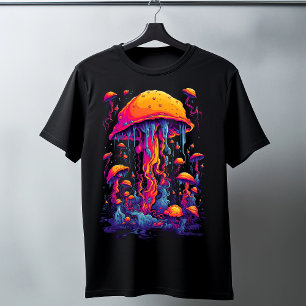 Vibrant Symphony: Jellyfish in Fantastical Neon T-Shirt
