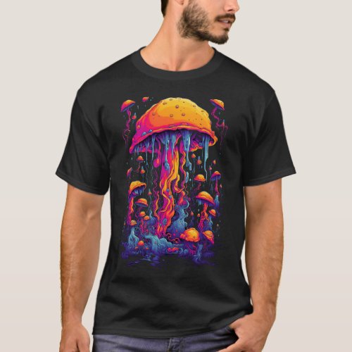 Vibrant Symphony Jellyfish in Fantastical Neon T_Shirt