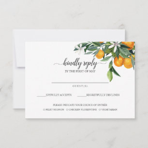 Vibrant Tangerine Citrus Orange Meal Choice RSVP Card
