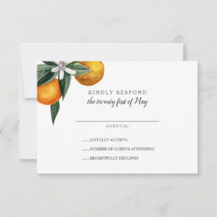 Vibrant Tangerine Citrus Orange Wedding RSVP Card
