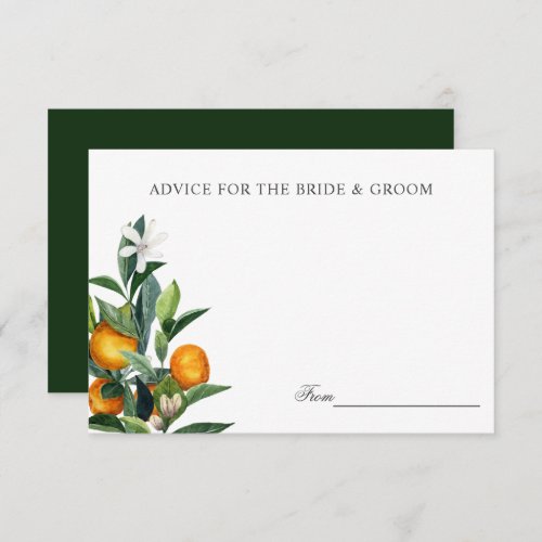 Vibrant Tangerine Citrus Wedding Advice or recipe Invitation