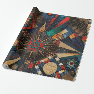 Vibrant Teal "Ancient Indigenous Chronicles" Gift  Wrapping Paper