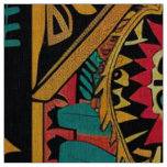 Vibrant Teal "Aztec Dream" Artistic Linen Fabric