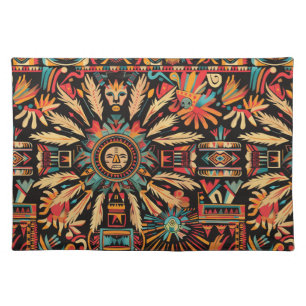 Vibrant Teal "Aztec Dream" Patterned Table Placema Cloth Placemat