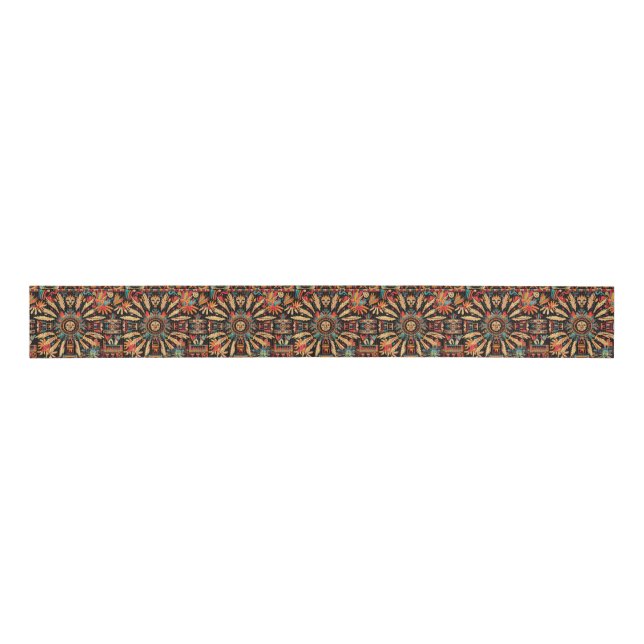 Vibrant Teal "Aztec Dream" Satin Ribbon (Front)