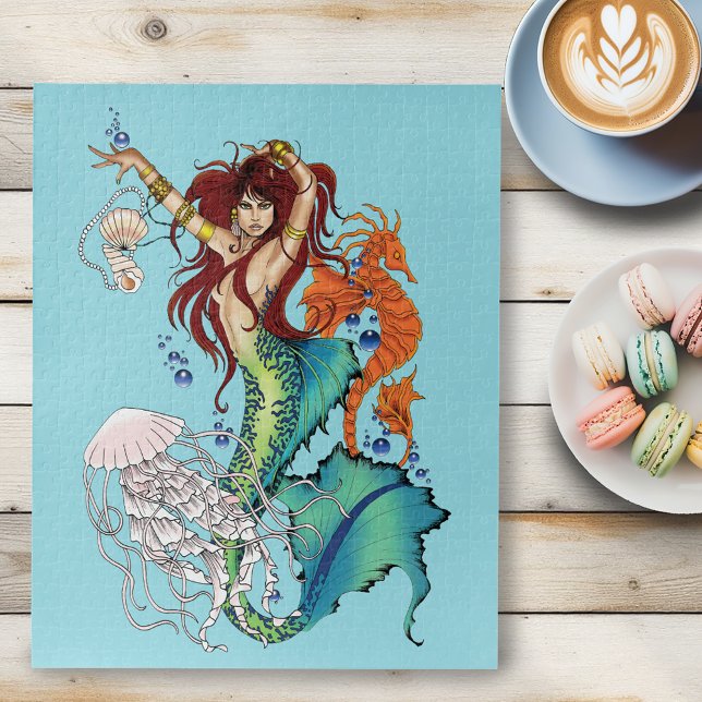 Vibrant Teal Fantasy Mermaid Illustration  Jigsaw Puzzle (Creator Uploaded)