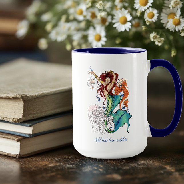 Vibrant Teal Fantasy Mermaid Illustration  Mug (Creator Uploaded)