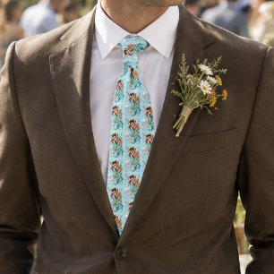 Vibrant Teal Fantasy Mermaid Illustration Neck Tie
