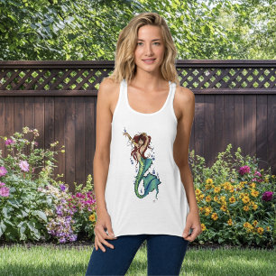 Vibrant Teal fantasy Mermaid Illustration Tank Top