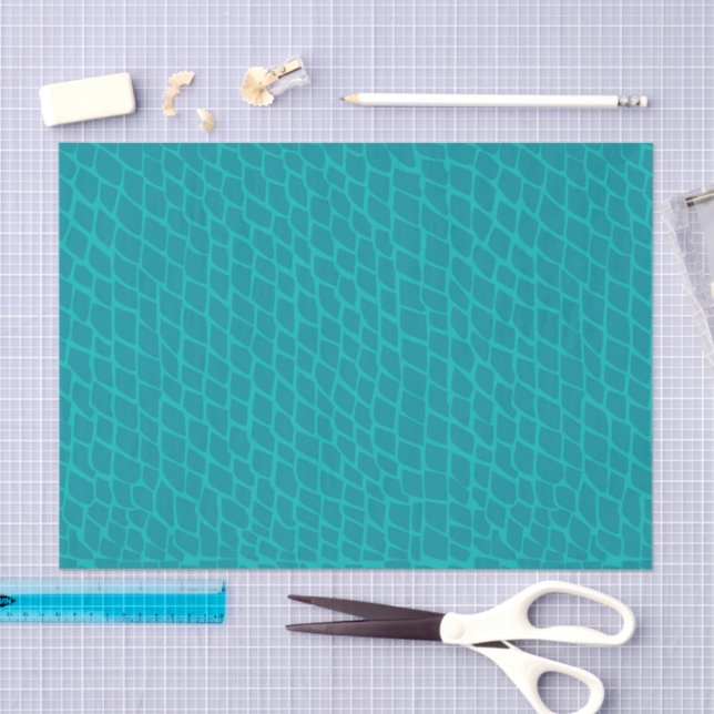 Vibrant Teal Fish Scales Mermaid Texture Decoupage Tissue Paper (Craft)