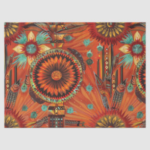 Vibrant Teal "Intricate Echoes" Pattern Tissue Pap Paper